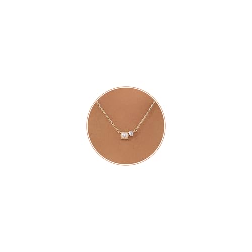 Pearl Necklace for Women- 14K Gold-plated/White Gold-plated Dainty Pearl Necklace for Women - color: Gold CZ pearl 372