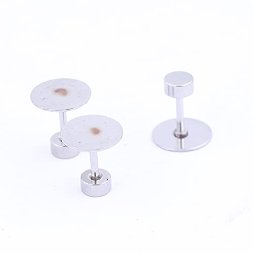 80pcs Stainless Steel Screw Back Earring Posts 8mm Pad Flat Bezel Blanks DIY Studs for Jewelry Making Supplies