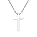 Tuefuzy Cross Necklace for Men, Silver Cross Stainless Steel Pendant Necklace, Mens Cross Chain - size: 22in