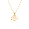 Natural Seashell Shell Scallop Pendant Choker Necklace Adjustable 18K Gold Plated Cable Chain Handmade Jewelry for Women Girls - style: Scallop