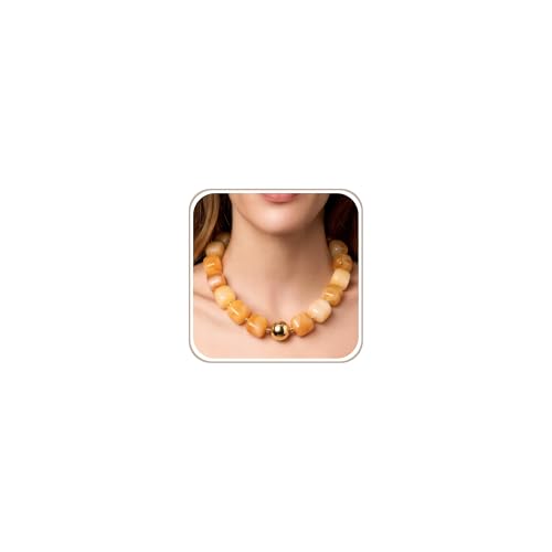 Chunky Necklaces for Women, Trendy Colorful Square Acrylic Resin Beads Statement Choker Necklace, Lightweight Boho Summer Beach Vacation Jewelry - color: Honey color