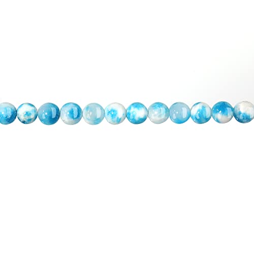 Natural Stone Beads 8mm Blue White Jade Polished Round Smooth Gemstone Beads for Jewelry Making Adults 15 Inch(Blue White Jade,8mm) - color: Blue White Jade, size: 8mm