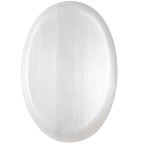 Selenite Worry Stone – Genuine Polished Palm & Thumb Stone for Clarity, Energy Cleansing & Crown Chakra – Travel Gift Crystal - color: Selenite