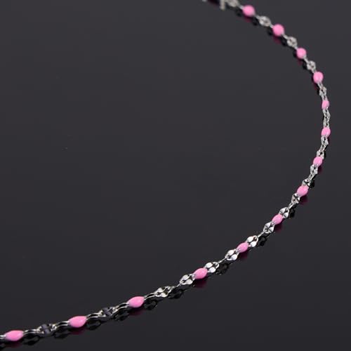 UMAOKANG 16.4 Feet Pink Enamel Jewelry Making Chain Roll Stainless Steel Craft Chain DIY Jewelry Supplies - color: Steel-Pink