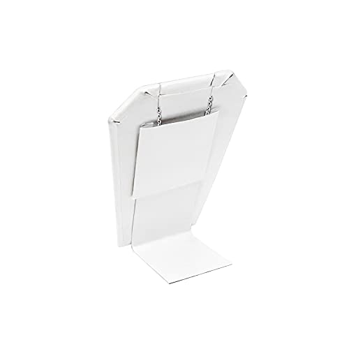 MOOCA 6 Pcs Set Mini White Faux Leather Earring Stand Necklace Chain and Pendant Display Stand, Mini Jewelry Display Holder Stand, Jewelry Showcase, 3 1/4 in Height - color: 2) White Faux Leather