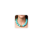 Chunky Necklaces for Women, Trendy Colorful Square Acrylic Resin Beads Statement Choker Necklace, Lightweight Boho Summer Beach Vacation Jewelry - color: Turquoise color