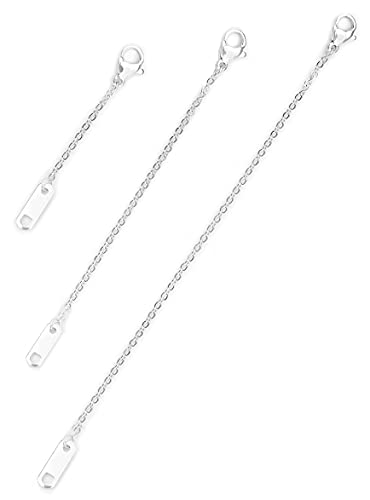 Altitude Boutique 18k Gold Plated Necklace Chain Extenders | Delicate Necklace or Bracelet Extender Chain Set for Women | 3 Piece Set of 1”, 2”, 3” Inches, Stainless Steel, Hypoallergenic Extensions