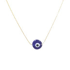 10mm Handmade Lampwork Glass Dark Blue Evil Eye Bead with Real 14kt Gold Filled Fine 0.6mm Chain NECKLACE. Made to your size. - size: 24" 60cm