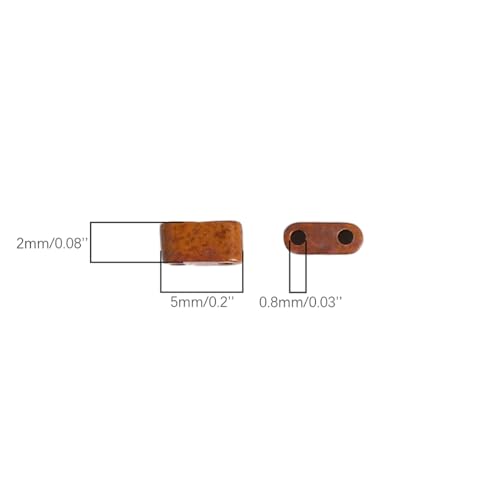 Beadia Natural Brown Picture Jasper Stone Tila Beads 5x2mm Rectangle 2-Hole Spacer Beads for DIY Bracelet Earring Making 15"/Strand - color: Brown Picture Jasper, size: 5x2mm