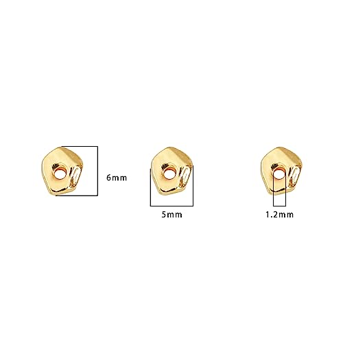 BEADIA 14K Gold Plated Irregular Spacer Beads 5x6mm 30pcs for Jewelry Making Findings Non Tarnish - color: 14K Gold, size: 5x6mm Irregular