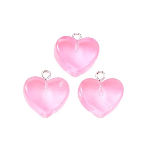 Beaded Jewelry 20pcs Pastel Resin Heart Pendant Jewellery Making Accessories Suitable for Earrings and Necklaces DIY Craft Materials(Pink Color) - color: Pink Color