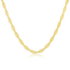 Tewiky Layered Necklaces for Women Non Tarnish- Chunky 14k Gold Plated Herringbone/Snake/Rope/Box/Cuban Link Chain for Women Waterproof Layering Stack Choker Necklace Trendy Dainty Tarnish Free Jewelry Set - color: Twisted Herringbone 2x3mm/16.5inch Gold