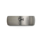 Chain Tool Ring - Gift for Cyclist - 8mm - Band - Gunmetal Black Silver - Personalized Custom Engraving - Men Women - Anniversary Engagement Wedding - Tungsten Carbide - Flat Dome Bevel - color: 04 - Grey Tungsten