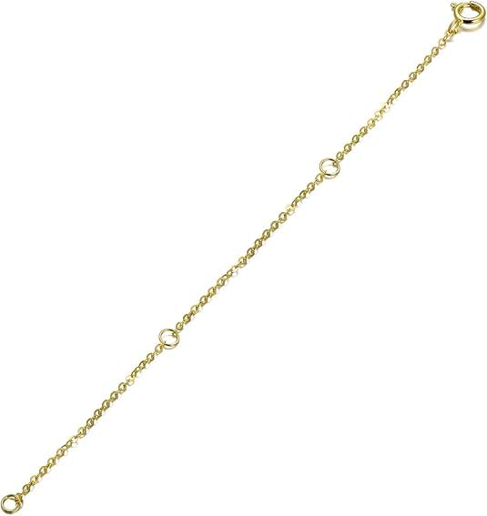 14K Gold Chain Extender for Women, Yellow Gold/White Gold/Rose Gold Adjustable Gold Necklace Anklet EXtension Chain, Available in 2/3/4 Inch - color: Yellow Gold, size: 3 Inch