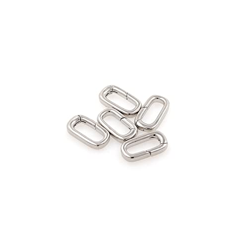 18K Gold Filled Oval Clasp Spring Claps Connector Carabiner Keychain for DIY Jewelry Finding Necklace Bracelet (Silver(9.5x19x3mm)) - color: Silver(9.5x19x3mm)
