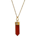 Amazing Gemstone Crystals and Healing Stones Carnelian Necklace - Gold Chain Necklace Pendant - Real Crystal Necklace - color: Gold Cap Pencil, size: 1 PIECE