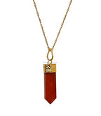 Amazing Gemstone Crystals and Healing Stones Carnelian Necklace - Gold Chain Necklace Pendant - Real Crystal Necklace - color: Gold Cap Pencil, size: 1 PIECE