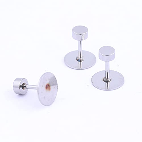 80pcs Stainless Steel Screw Back Earring Posts 8mm Pad Flat Bezel Blanks DIY Studs for Jewelry Making Supplies