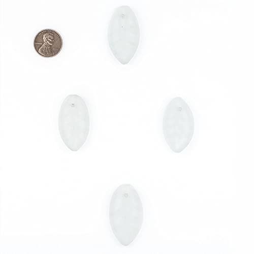 The Bead Chest Leaf Sea Glass Pendants, Frosted Matte Eco-Friendly Translucent Recycled Glass Charms for Jewelry & Necklace Making - color: Clear, size: Leaf