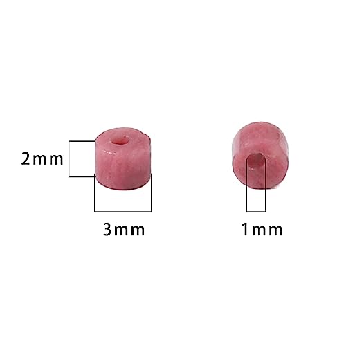 BEADIA Natural Rhodochrosite Short Cylinder Beads 2x3mm 155pcs Tube Loose Semi Gemstone Beads for Jewelry Making Design - color: Rhodochrosite