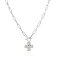 Bheop Chunky Cross Necklace for Women Trendy 14K Gold Silver Layered Statement Cross Pendant Charm Necklace Waterproof Paperclip Herringbone Snake Choker Chain Christian Jewelry Set Gift Non Tarnish - style: SL-Toggle Necklace（1 inch Pendant）