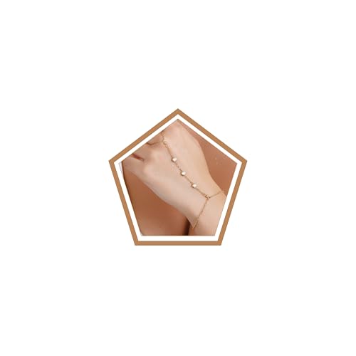 Gold Bracelets for Women Hand Chain Bracelet Stack Stainless Steel Non Tarnish Beach Jewelry Dainty Womens Bracelets Summer Essentials Trendy Handchain Link Bracelets for Women - color: Gold Chain with Zirconia