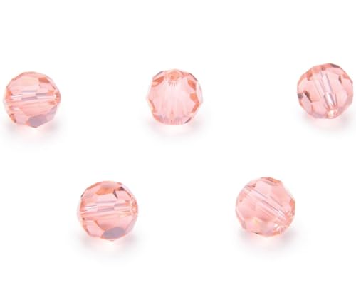 100pcs Adabele Austrian 4mm (0.16 Inch) Small Faceted Loose Round Crystal Beads Light Padparadscha Pink Compatible with 5000 Swarovski Crystals Preciosa SS2R-430 - color: Light Padparadscha/Pink, size: 4mm Small (100pcs)