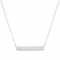 Horizontal Bar Necklace for Women, Sterling Silver or 14K Gold Plated Silver, Minimalist, CZ Diamond, Dainty Bar Pendant - Unique Jewelry Gift - style: Signature Pavé - Silver
