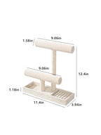 Coward 2 Tier Necklace Bracelet Holder Organizer With ring Tray, Multi-use Jewelry Display Stand For Necklace Bracelet Bangle Watch Scrunchie (Beige/no Lid) - color: Beige Velvet