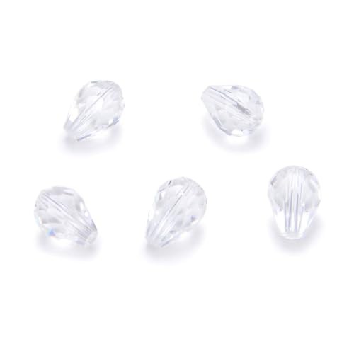 24pcs Adabele Austrian 8mm Faceted Teardrop Loose Crystal Beads Crystal Clear Compatible with 5500 Swarovski Crystals Preciosa SST-801 - color: Crystal Clear, size: 8mm x 6mm - 24pcs