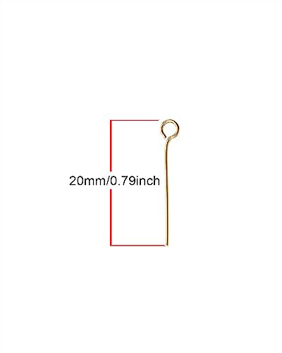 Shapenty 200PCS Mini Metal Wire Eyepins Beading Small Open Eye Head Pins Needles Bulk for DIY Craft Bead Earring Pendant Necklace Bracelet Jewelry Charm Finding Making (20mm/0.79Inch, Gold) - color: Gold, size: 20 mm