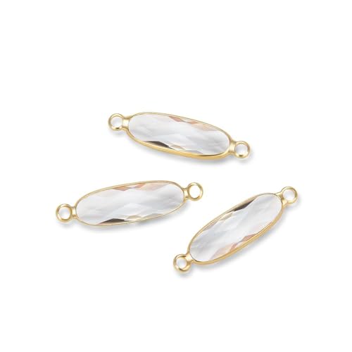 5pcs Adabele Grade A April Diamond Clear Birthstone Connector Link 21mm Rectangle Bar 18K Yellow Gold Plated Crystal Rhinestone Bead for DIY Craft Jewelry Making CCP9-G4 - color: April/Clear - Gold Plated, size: 21mm (0.83") - 5pcs