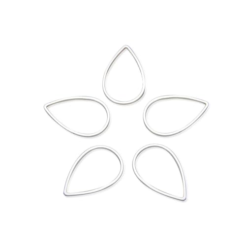 Adabele 50pcs Silver Teardrop Beading Hoop Link Jewelry Findings 25mm Long Geometric Connector Open Back Bezel Frame for DIY Craft Jewelry Making CF70-3 - size: Teardrop Shape (0.98 Inch)