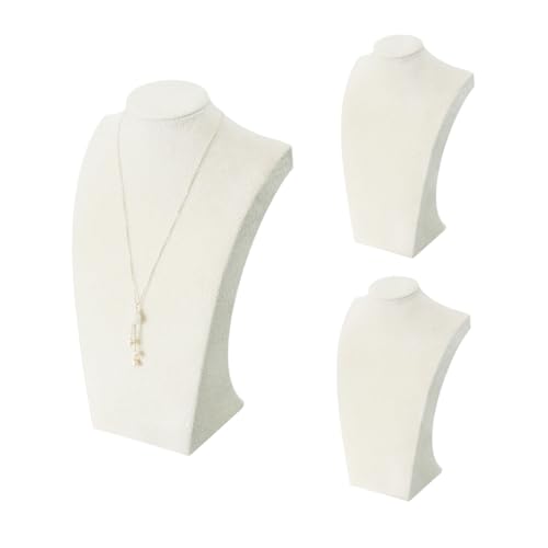 Coward 3Pcs Necklace Bust Stand Rack for Selling Show, Beige Velvet Necklace Jewelry Display Holder for Jewelry Exhibition or Store Shop Show (9" Hight) - color: Beige Velvet, size: 9" Hight (3pc)