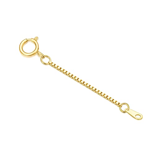 14k Gold 0.5"/1"/1.5"/2"/3" Necklace Bracelet Extender Chain, Necklace Extender Gold 14k, Durable Removable Gold Chain Extender, Gold Extension Chain for Necklace Anklet - color: style 3(Yellow)-Spring Clasp, size: 2inch