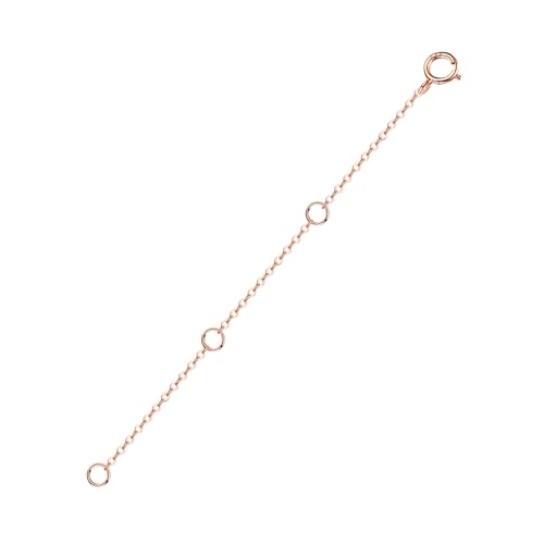14K Solid Gold Necklace Extender Real Bracelet Extender 2 3 4 Inch Durable Adjustable Chain Gold Anklets Extension for Women 2" 3" 4" (14K Rose Gold-3 IN) - color: 14K Rose Gold-3 IN