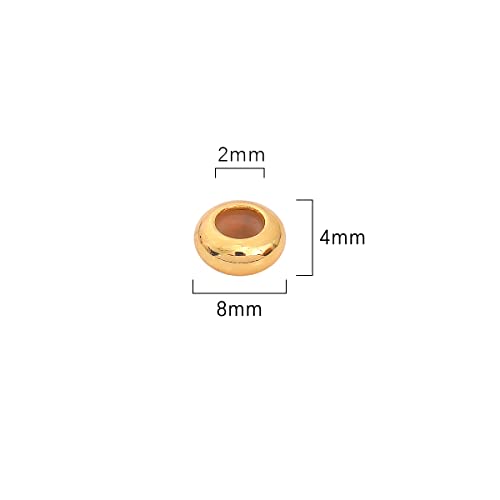 BEADIA 18K Gold Plated Stopper Beads 8x4mm 20pcs Rondelle Insert Silicon Length Adjust Spacer Beads for Jewelry Making Findings - color: Rondelle, size: 8x4mm