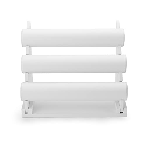 3 Tiers White PU Leather Jewelry Organizer Stand and Display Detachable Bracelet Display Stand Jewelry Tree for Watch Organization - color: 3 tiers-white