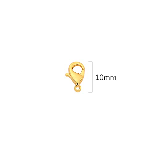 BEADIA 18K Gold Plated Lobster Clasps Non Tarnish 10mm 20pcs for Jewelry Making Findings - color: Lobster Clasps Gold, size: 10mm