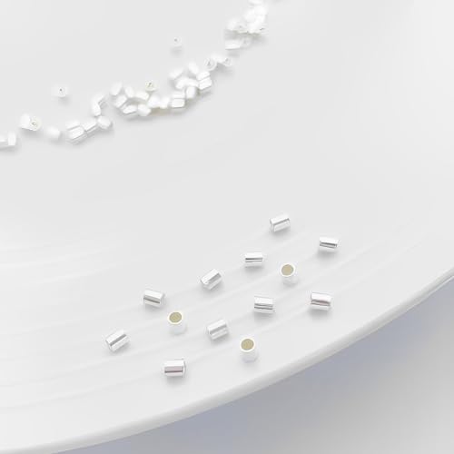 30 Pcs Crimp Beads for Jewelry Making - S925 Sterling Silver Crimping Beads, 2 mm Crimp Tube Beads for DIY Earrings Bracelet Necklace Jewelry Making and Crafting
