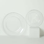8" Salad Plates - Set of 10 - Plastic Clear Round Disposable Dessert Appetizer Plate Beaded Rim, Ideal for Dinner Party Wedding Bulk Events - color: Clear, size: 8" Salad Plate, 10 Pack