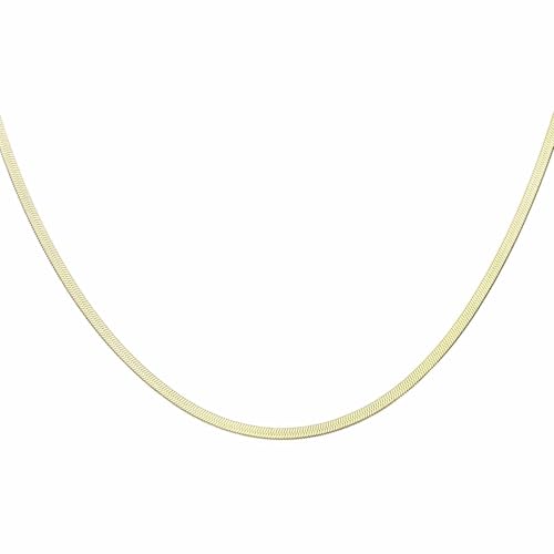 HARFINGTON Herringbone Necklaces Stainless Steel Snake Chain Necklace Adjustable Flat Chain for Women Jewelry Gift - color: Gold, size: 22" x 0.12"