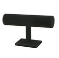 Velvet Wood One Tier Bracelet Bangle Hovering T-Bar Bracelet Holder Bracket Necklace Jewelry Display Stand for Malls Home Organization, Black