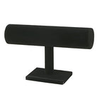 Velvet Wood One Tier Bracelet Bangle Hovering T-Bar Bracelet Holder Bracket Necklace Jewelry Display Stand for Malls Home Organization, Black