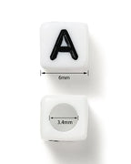 Deinduser 1064 Pieces Letter Beads - White Square for Bracelets Acrylic Jewelry Making Bracelet Alphabet with Black Inked, S-W0B - color: White beads with Black inked letter, size: Square 6*6mm