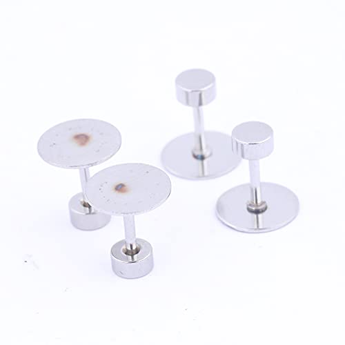 80pcs Stainless Steel Screw Back Earring Posts 8mm Pad Flat Bezel Blanks DIY Studs for Jewelry Making Supplies
