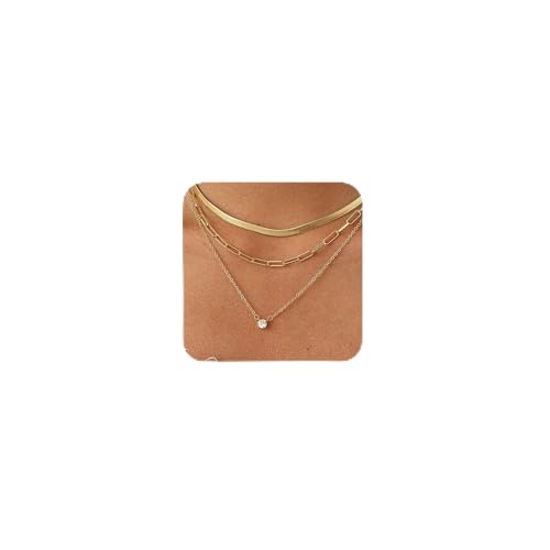 Coshilta Layered Gold Necklaces for Women, 14K Plated Gold Sterling Silver Plated Dainty Pendant Necklace Set with Cubic Zirconia,Stackable Chain Choker,Trendy Personalized Jewelry Gift Non Tarnish - style: C-N0492-CZ