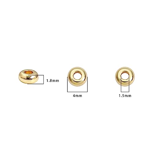 BEADIA 14K Gold Plated Roudelle Spacer Beads 4x1.8mm 50pcs for Jewelry Making Findings Non Tarnish - color: 14K Gold, size: 4x1.8mm Roudelle