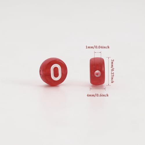 1200pcs 4×7mm Alphabet Beads Transparent Red Roude Acrylic White Letter Beads, for Bracelets and Jewelry Making - color: style 15, size: 4×7mm(Round)