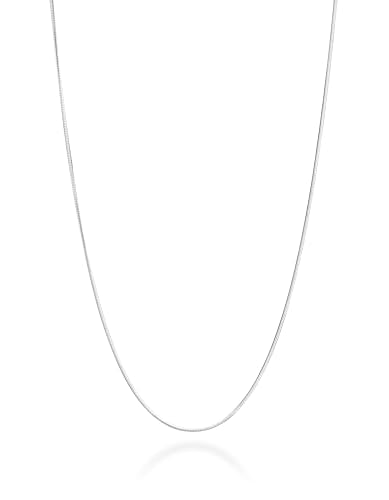 Miabella 925 Sterling Silver, 18K Gold Plated Italian 0.7mm Diamond Cut Round Snake Chain Necklace for Women Made in Italy - color: sterling silver